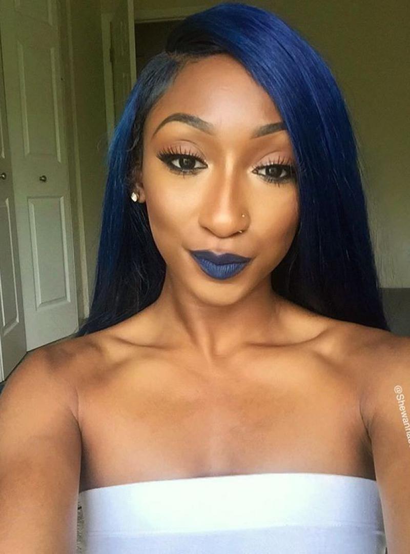 blue wigs human hair