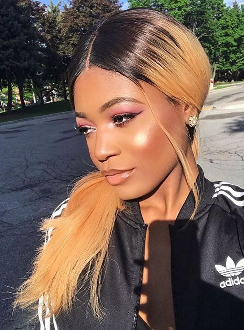 Stock Rihanna Inspired Straight Ombre Color Human Hair Full Lace
